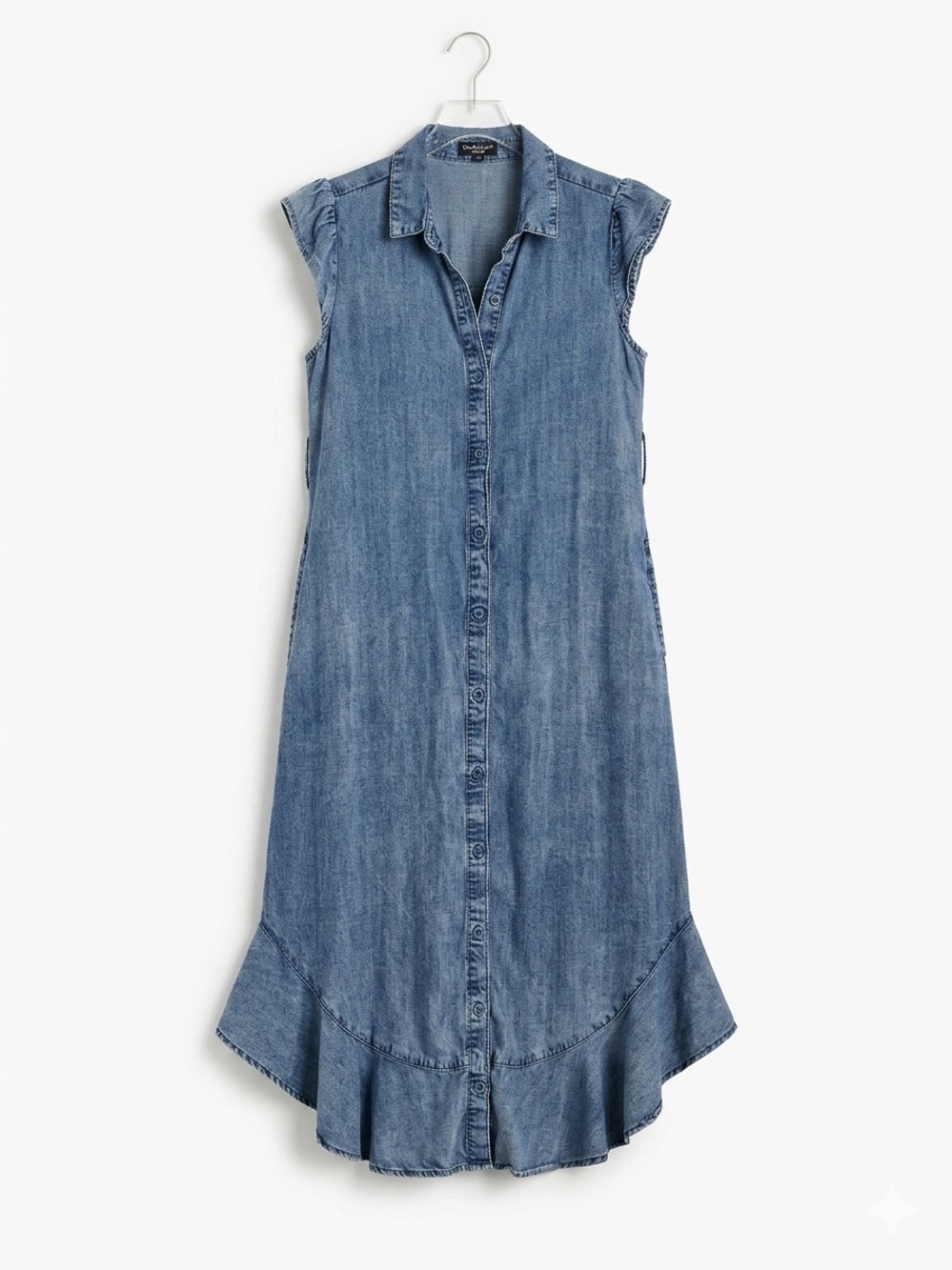 Coastal Cowgirl Chambray Ruffle Denim Dress Boho - Picture 1 of 9